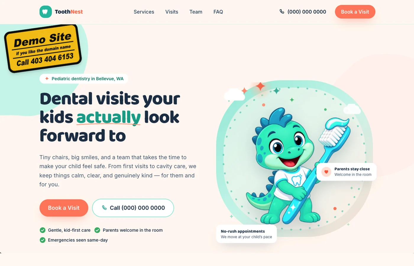 ToothNest — Pediatric Dentistry website demo